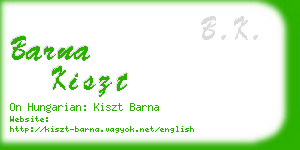 barna kiszt business card